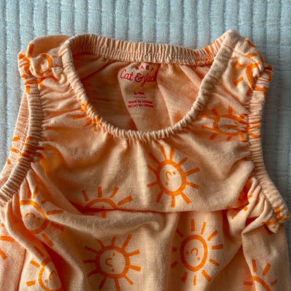 Cat and Jack Baby Orange and Cream Sun Pattern Bodysuit Set Size 6-9 Months - Picture 4 of 10
